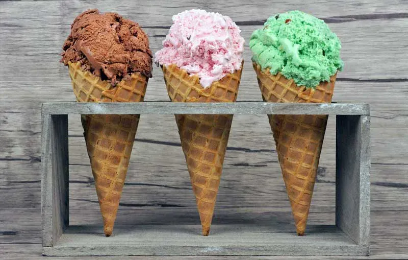 Tre coni gelato, un esempio di prodotto da promuovere