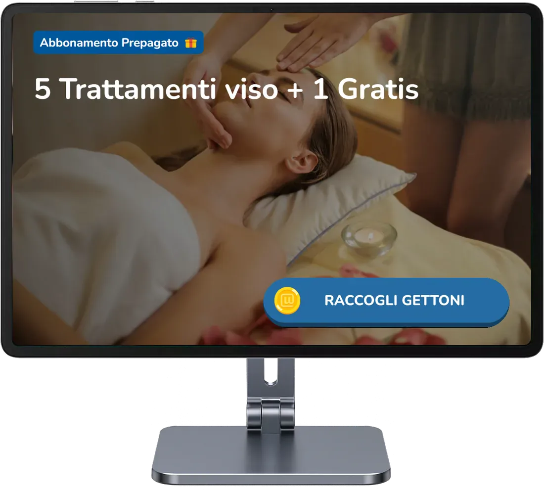 Il Chiosco Unipiazza con la copertina dell’Abbonamento Prepagato «5 Trattamenti viso + 1 Gratis»