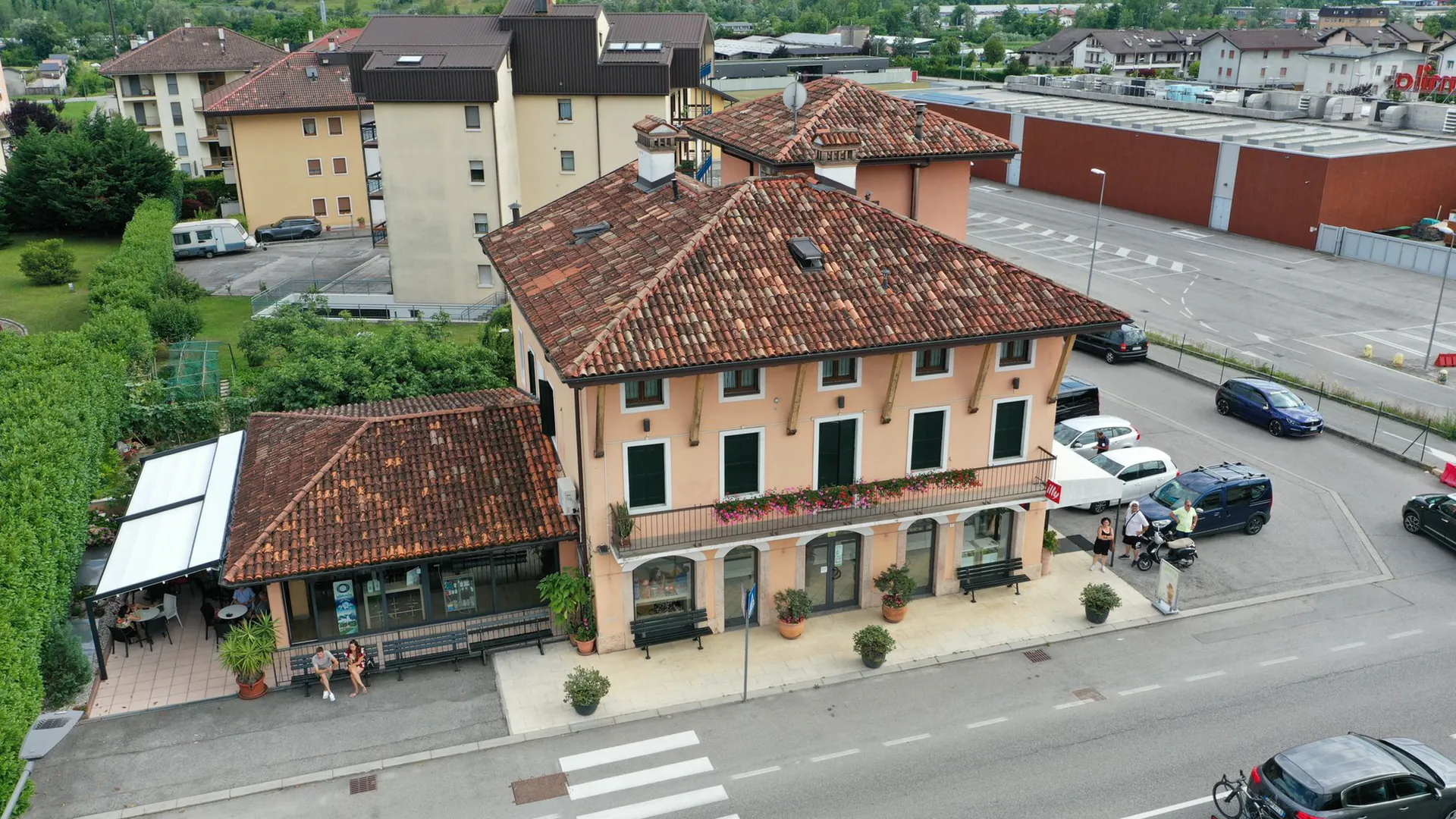 La sede di Gelateria Dalla Corte a Feltre, vista dall’alto
